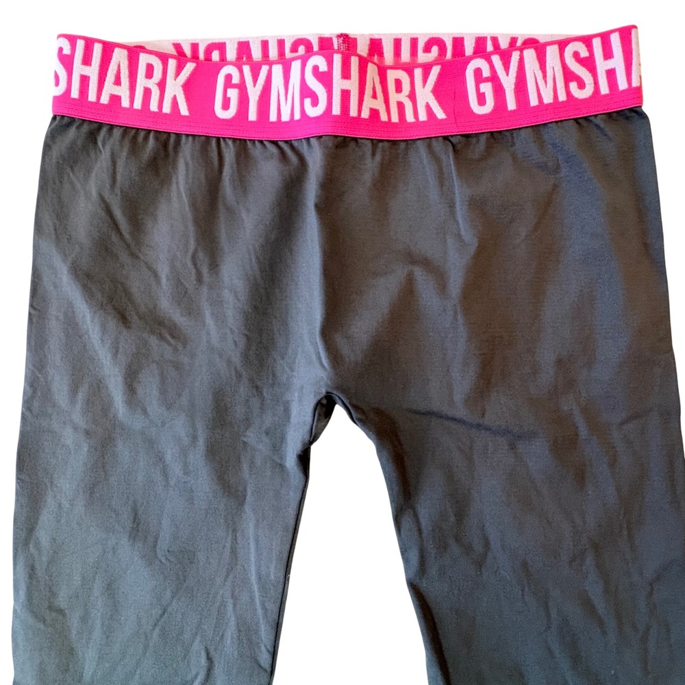 Gymshark Leggings Women  M Charcoal Gray Pink Low‎ Rise Yoga Workout Gorpcore